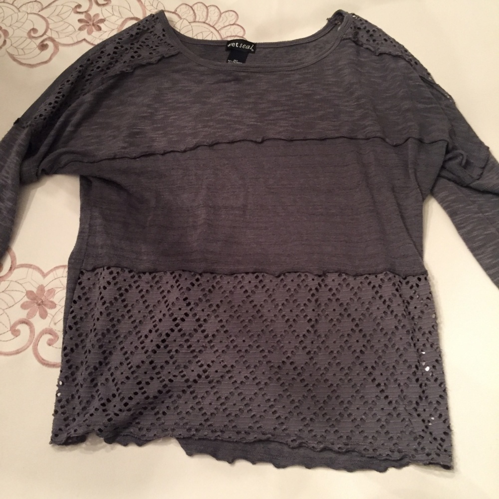 Gray Mesh Top - Picture 2 of 2